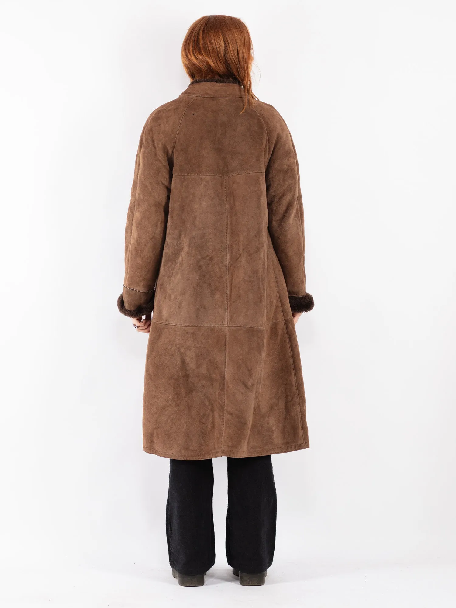 Vintage 80's Women Sheepskin Coat in Brown