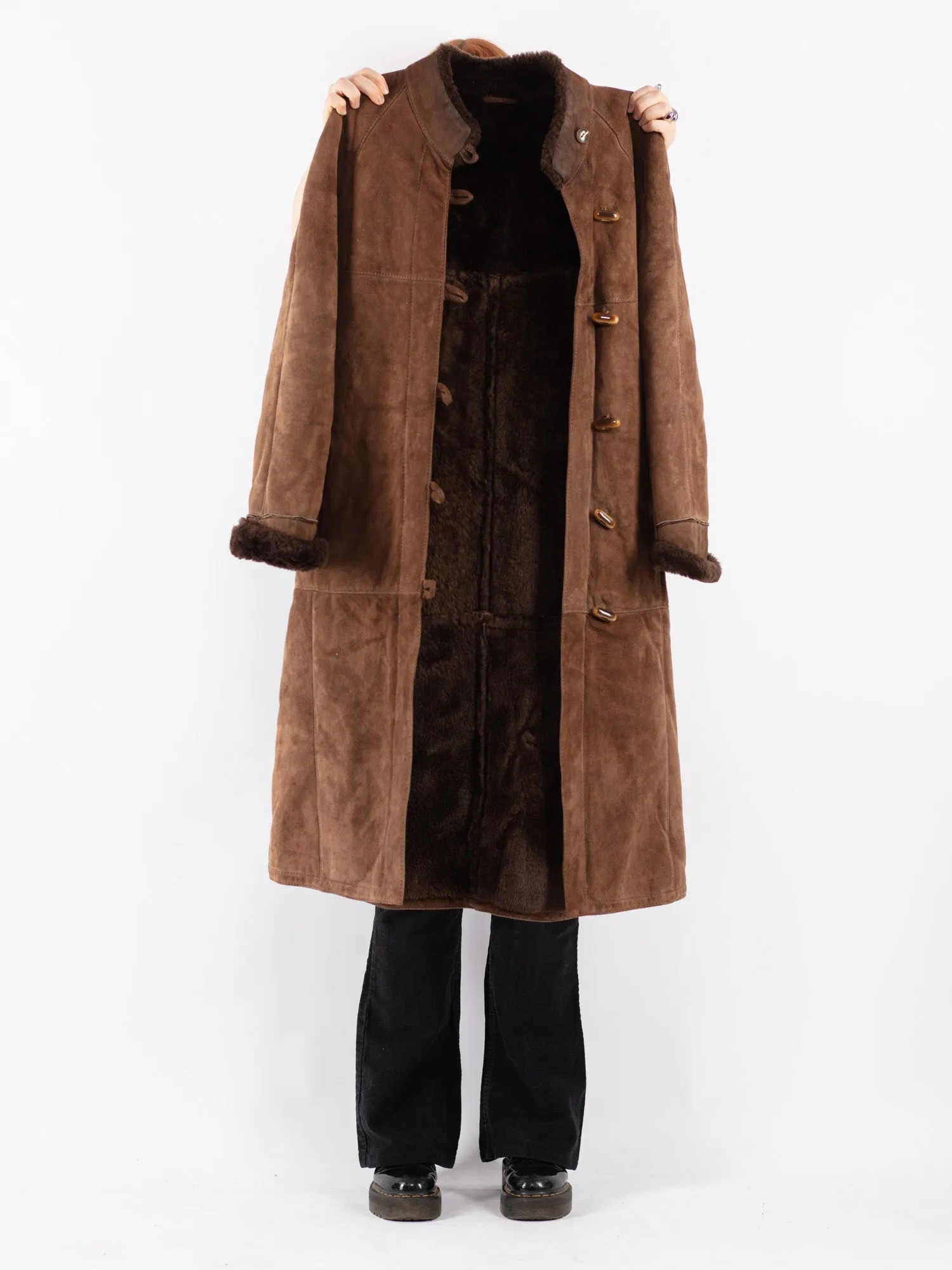 Vintage 80's Women Sheepskin Coat in Brown