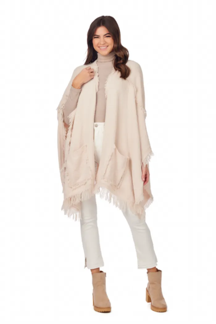 White Fringe Poncho