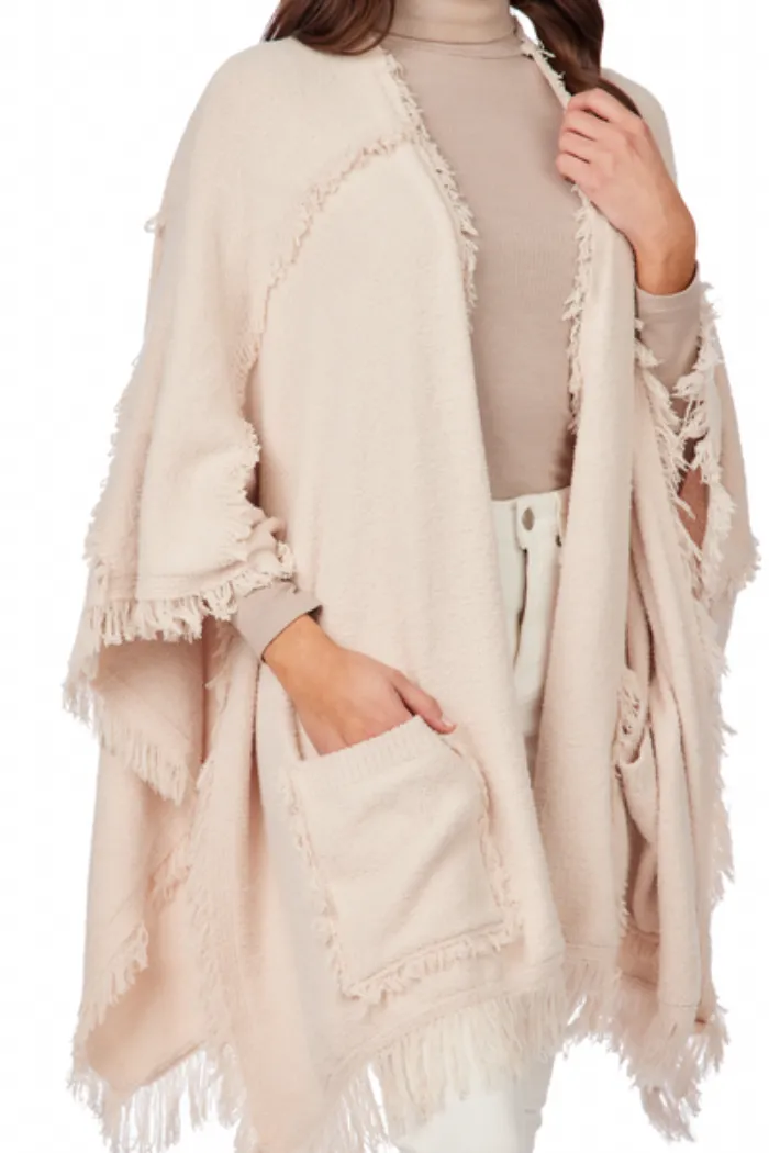 White Fringe Poncho