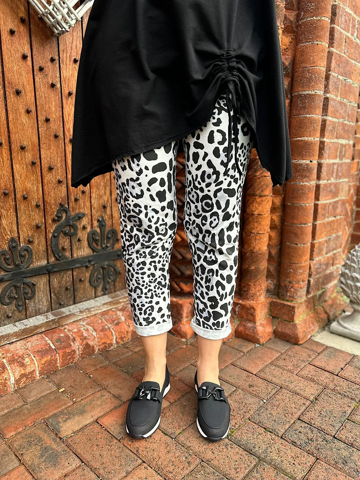 White Leopard Print Joggers India