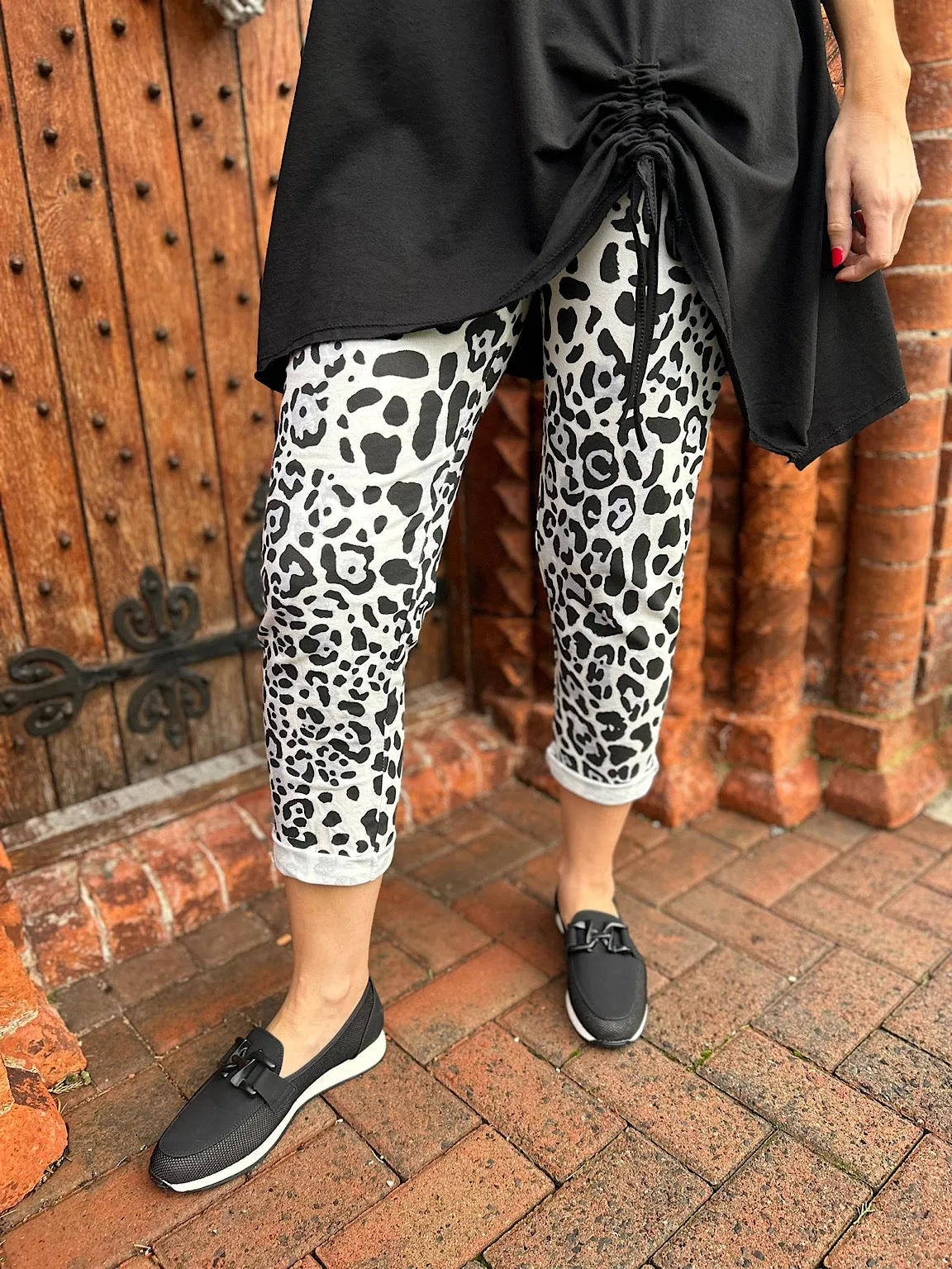 White Leopard Print Joggers India