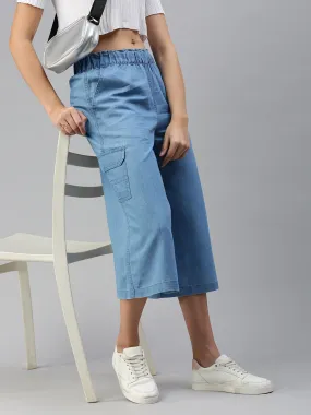 Women Culottes Ice Blue