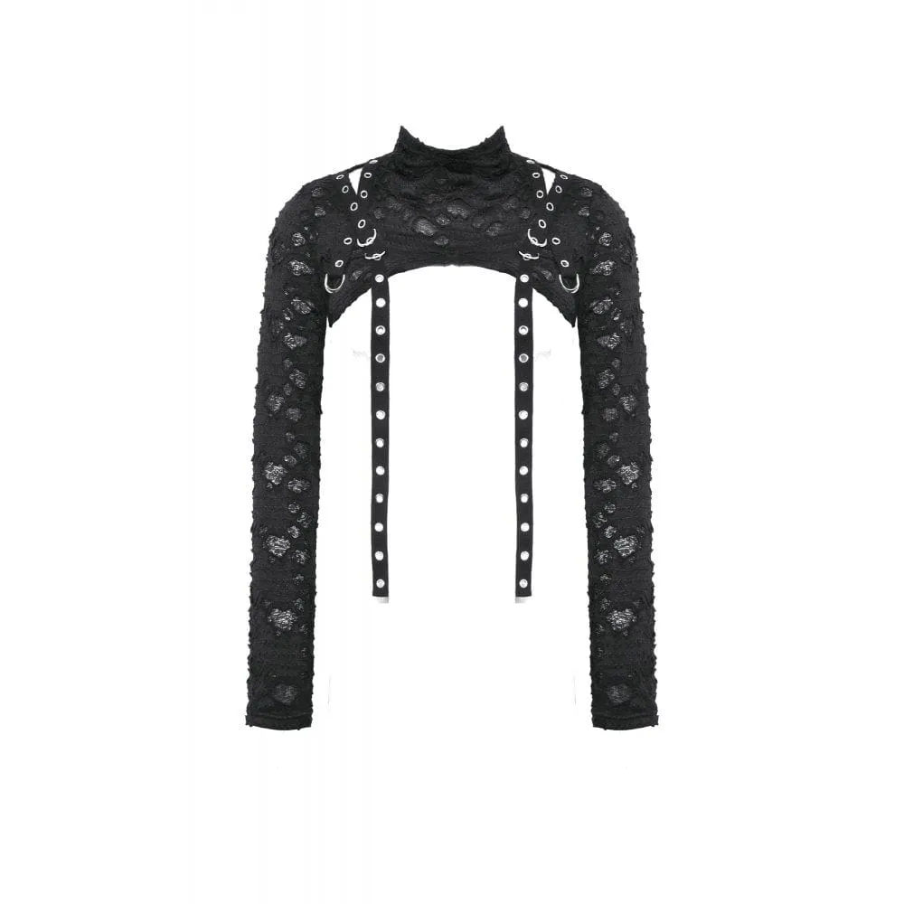 Women's Punk Eyelet Strap Ripped Cape