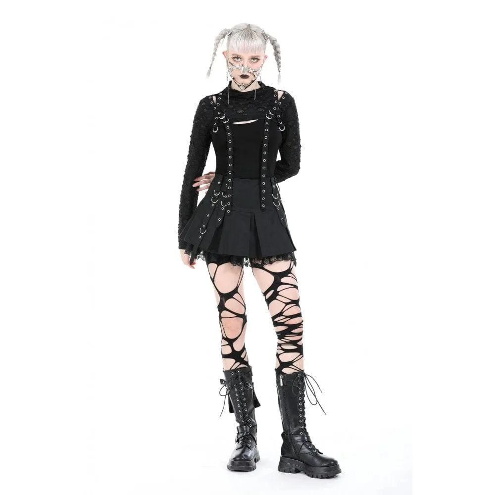 Women's Punk Eyelet Strap Ripped Cape