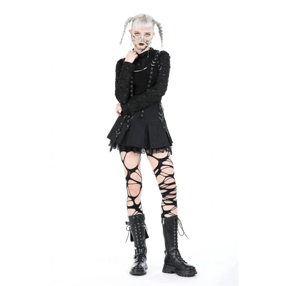 Women's Punk Eyelet Strap Ripped Cape