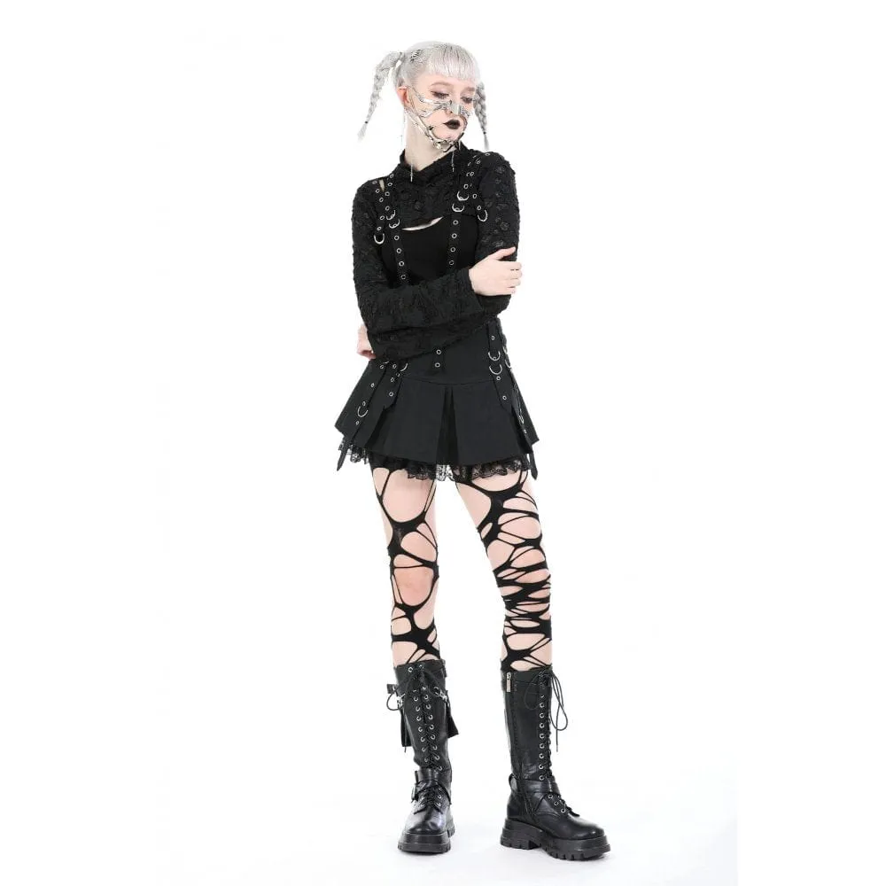 Women's Punk Eyelet Strap Ripped Cape