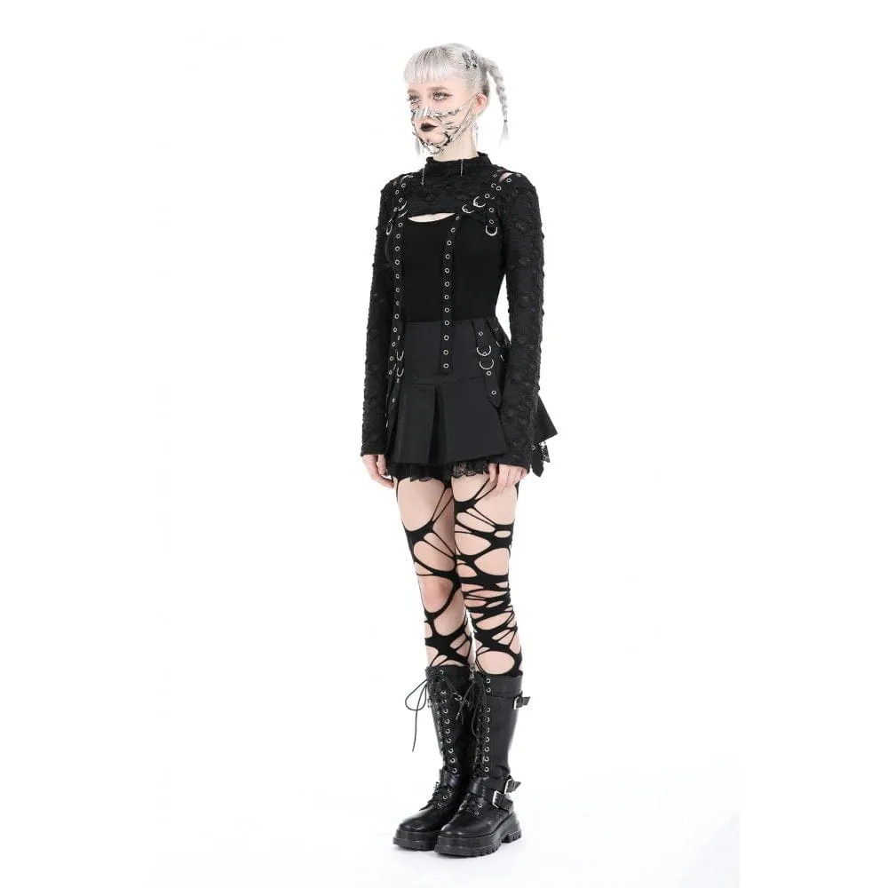 Women's Punk Eyelet Strap Ripped Cape