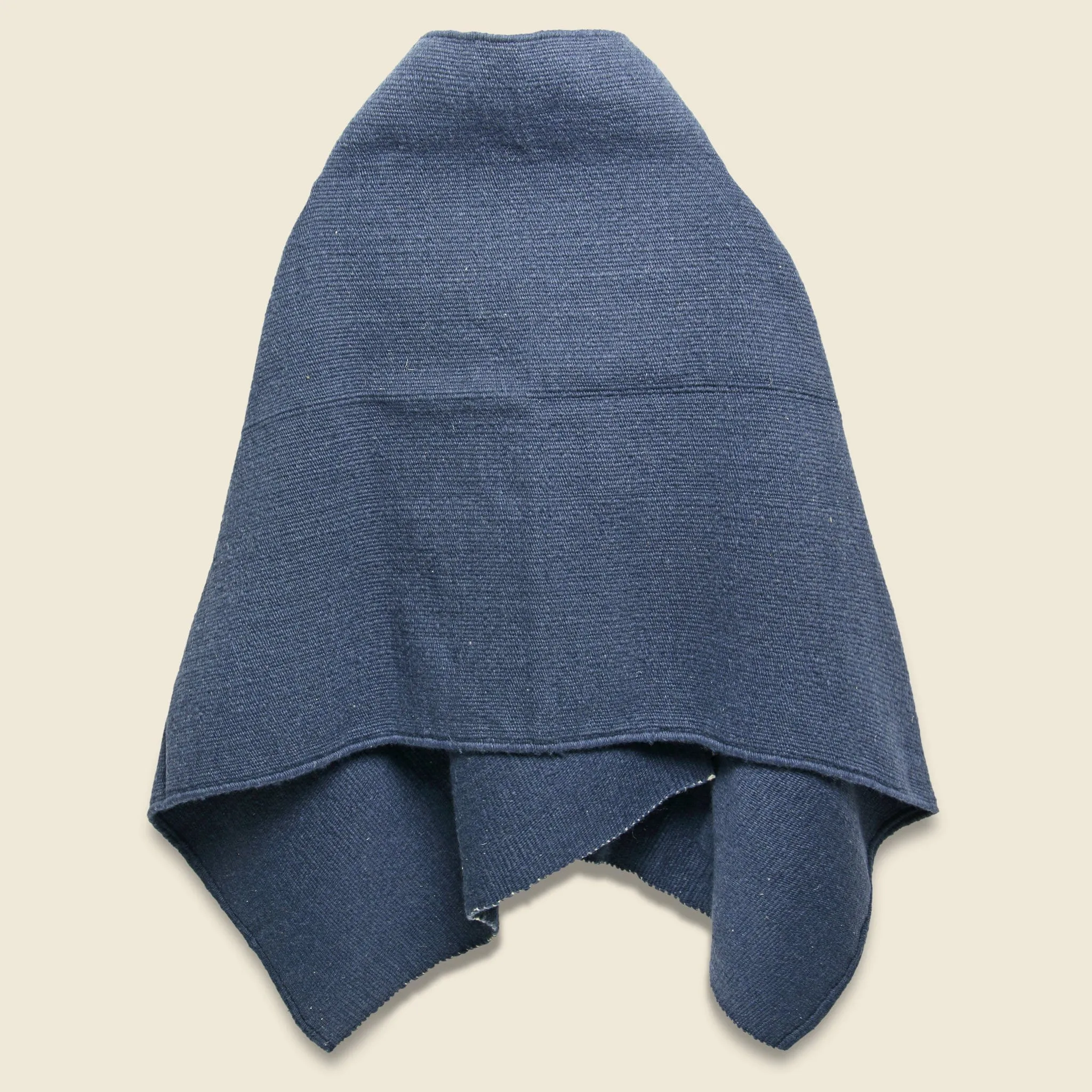 Wool Blanket Poncho - Indigo