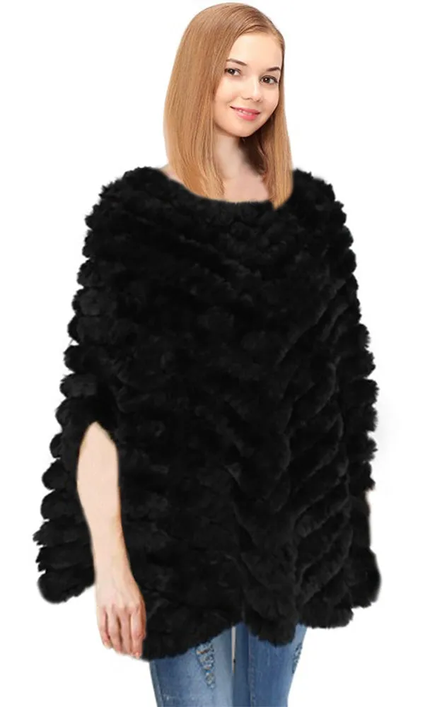 Y923 Fur Trim Faux Fur Poncho