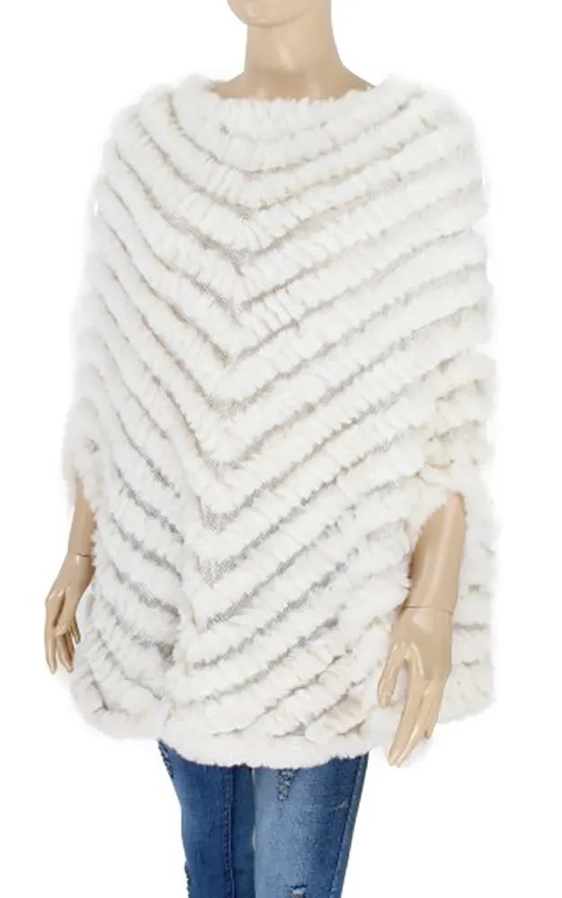 Y923 Fur Trim Faux Fur Poncho