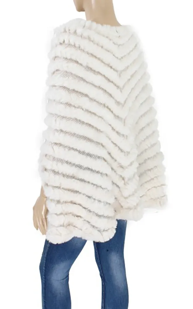 Y923 Fur Trim Faux Fur Poncho