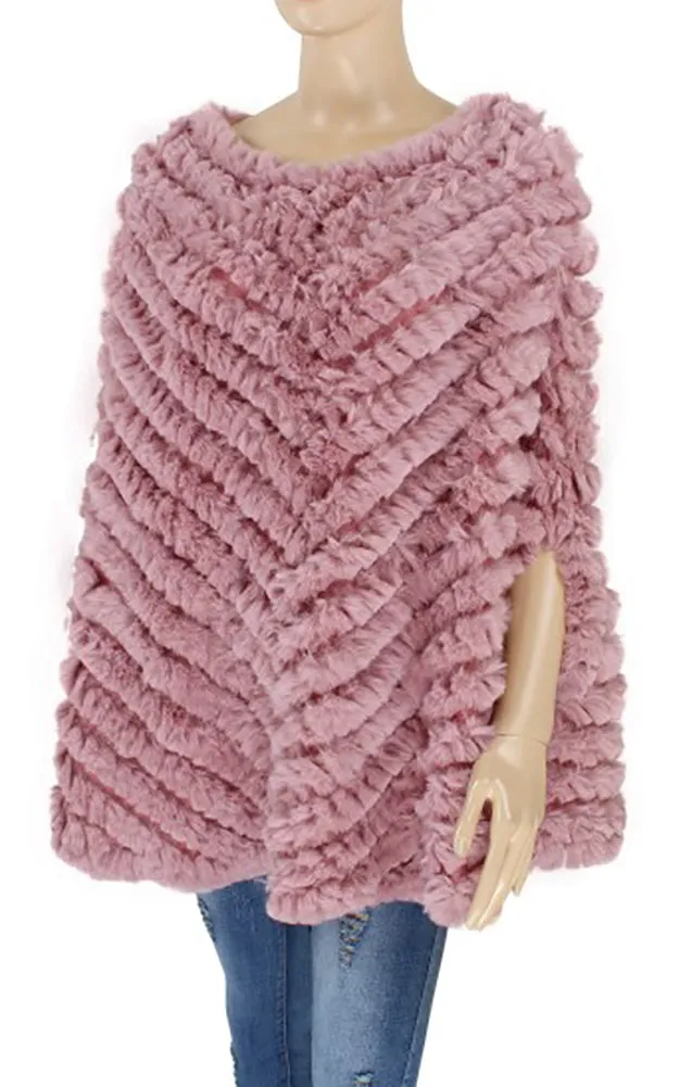 Y923 Fur Trim Faux Fur Poncho