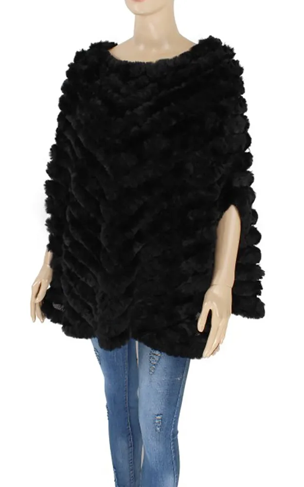 Y923 Fur Trim Faux Fur Poncho