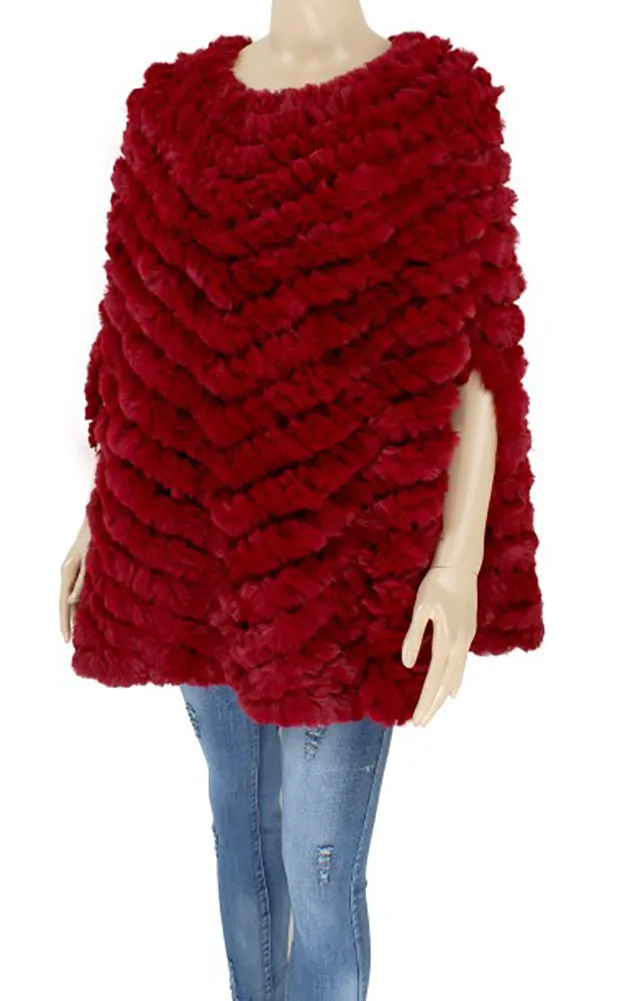 Y923 Fur Trim Faux Fur Poncho