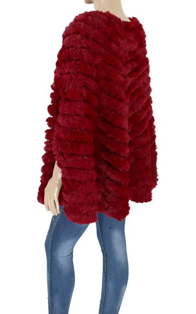 Y923 Fur Trim Faux Fur Poncho