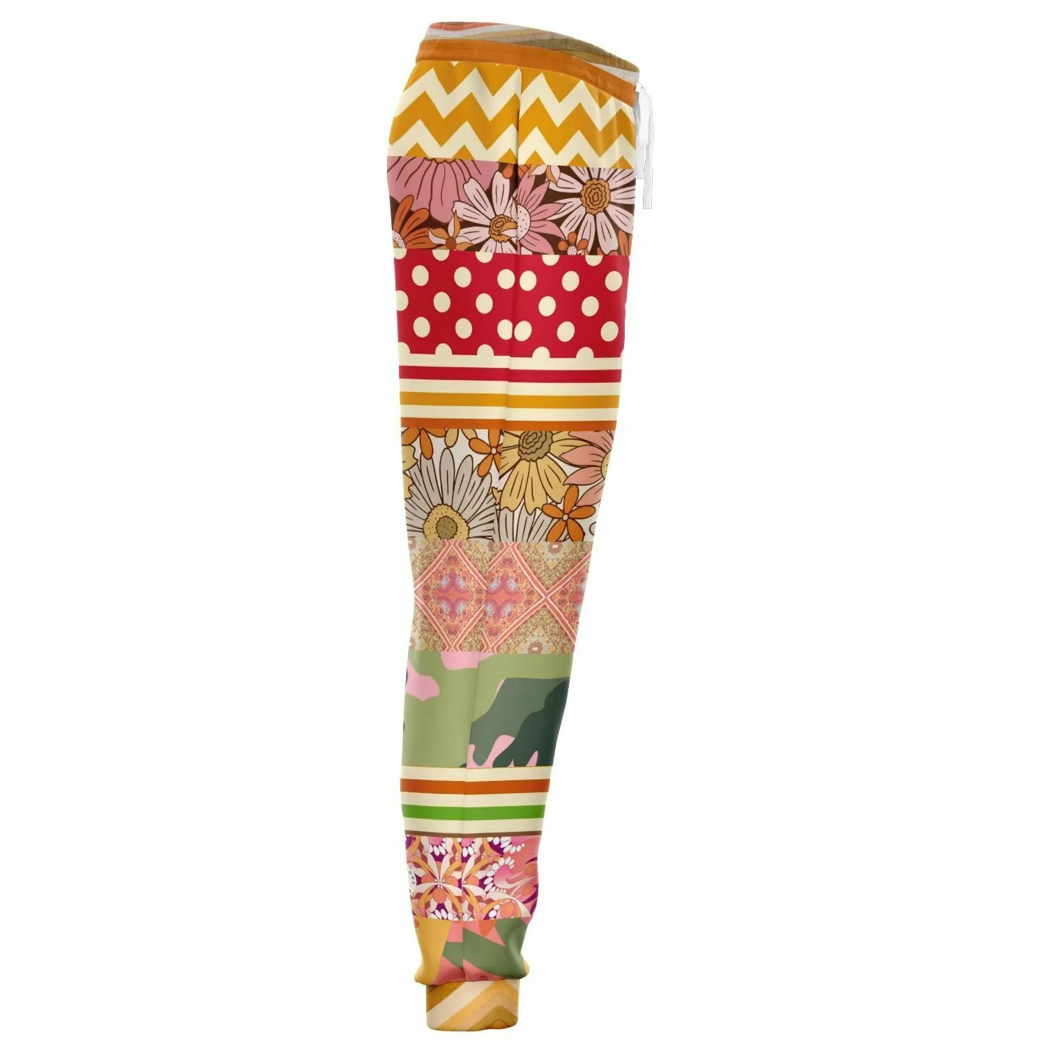 Yogananda Floral Stripe Patchwork Unisex Eco-Poly Joggers