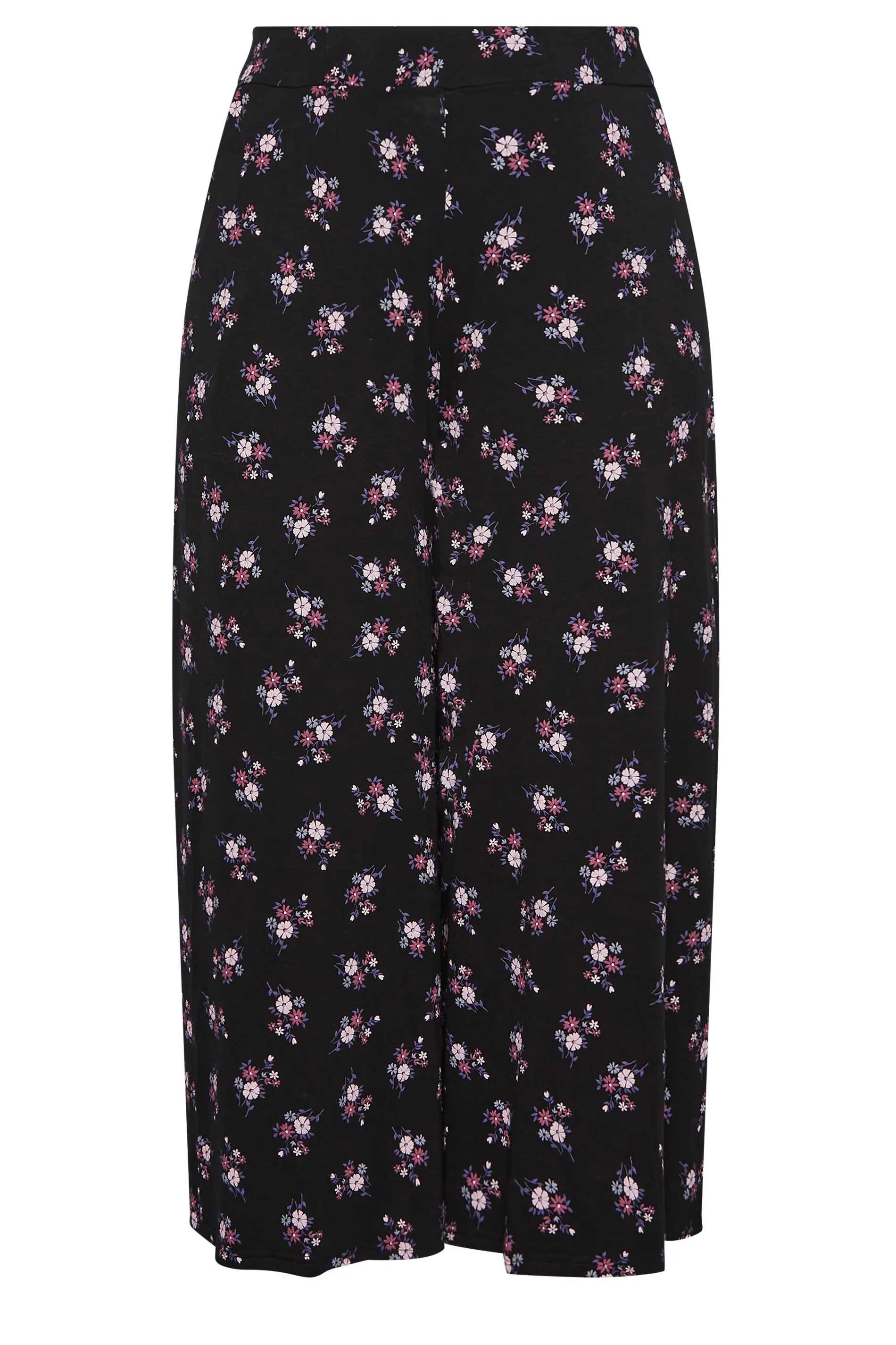 YOURS Curve Black & Pink Floral Midaxi Culottes