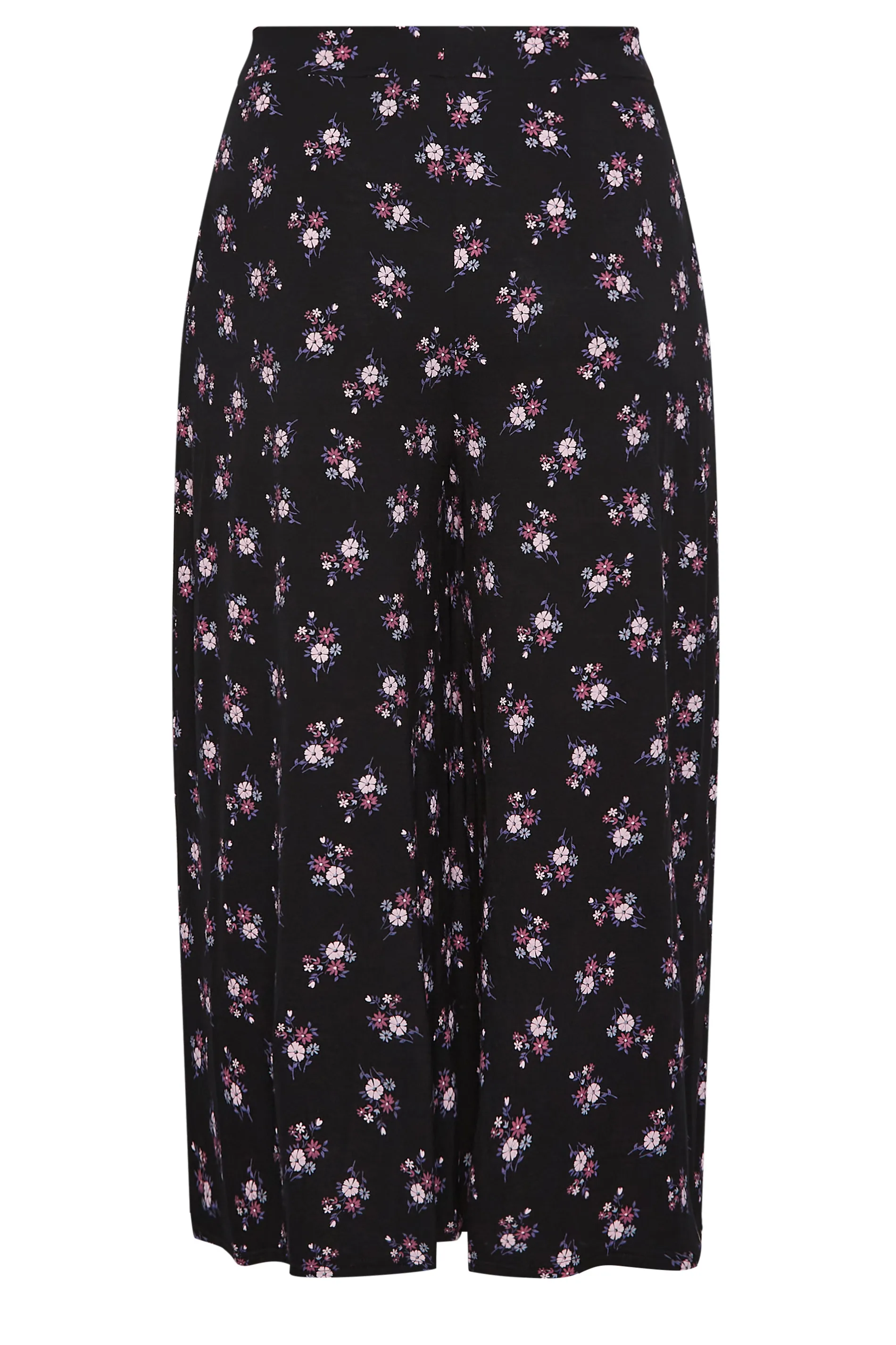 YOURS Curve Black & Pink Floral Midaxi Culottes