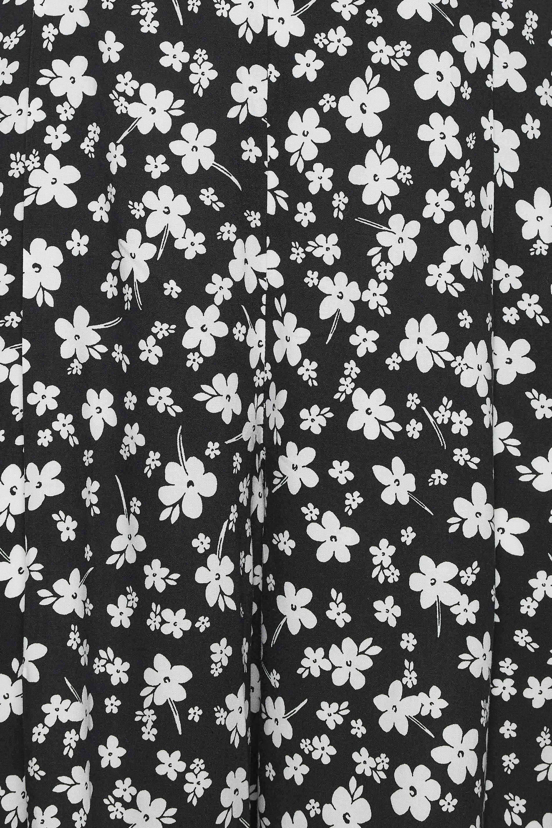 YOURS Curve Black & White Floral Print Culottes