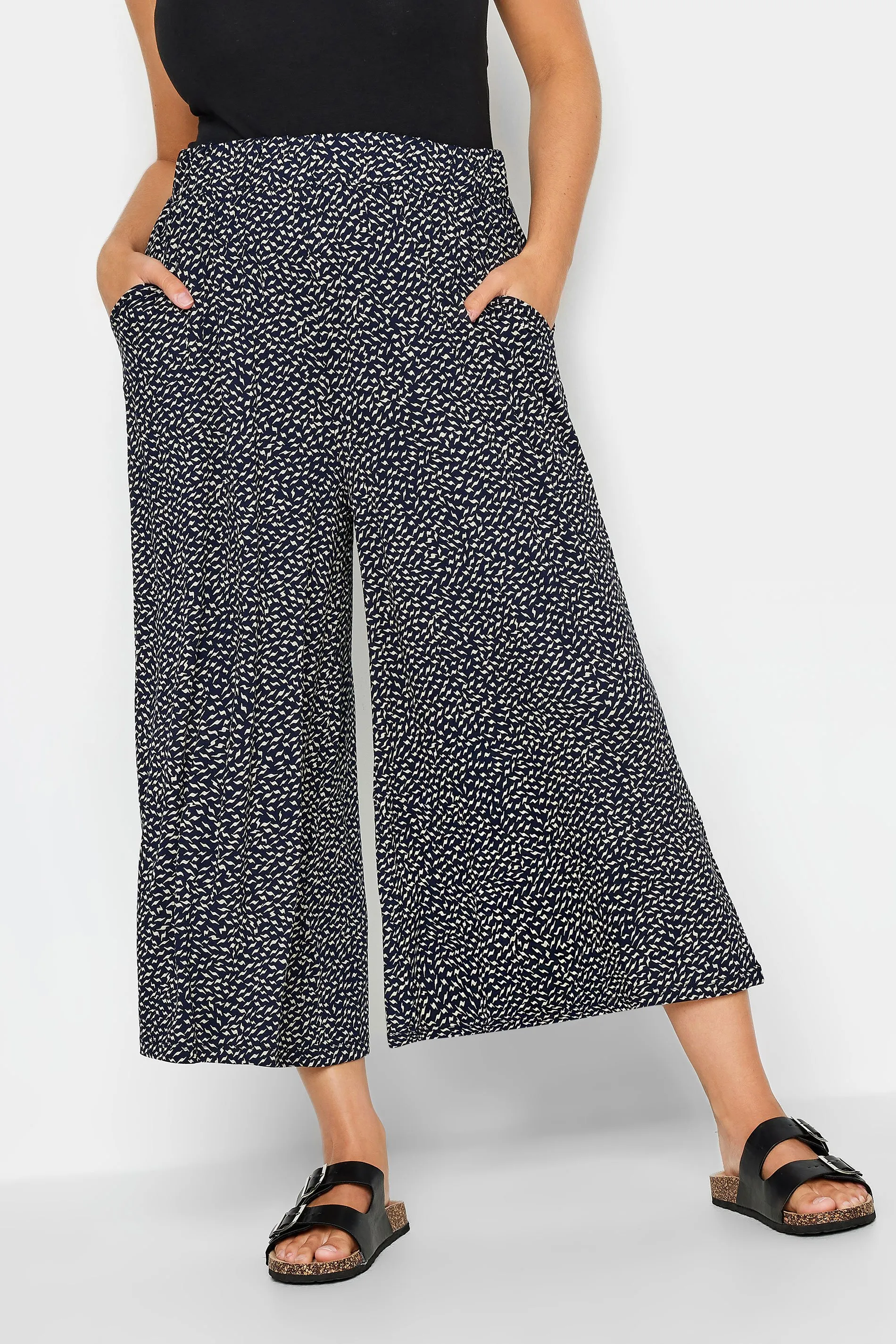 YOURS Curve Black Floral Midaxi Culottes