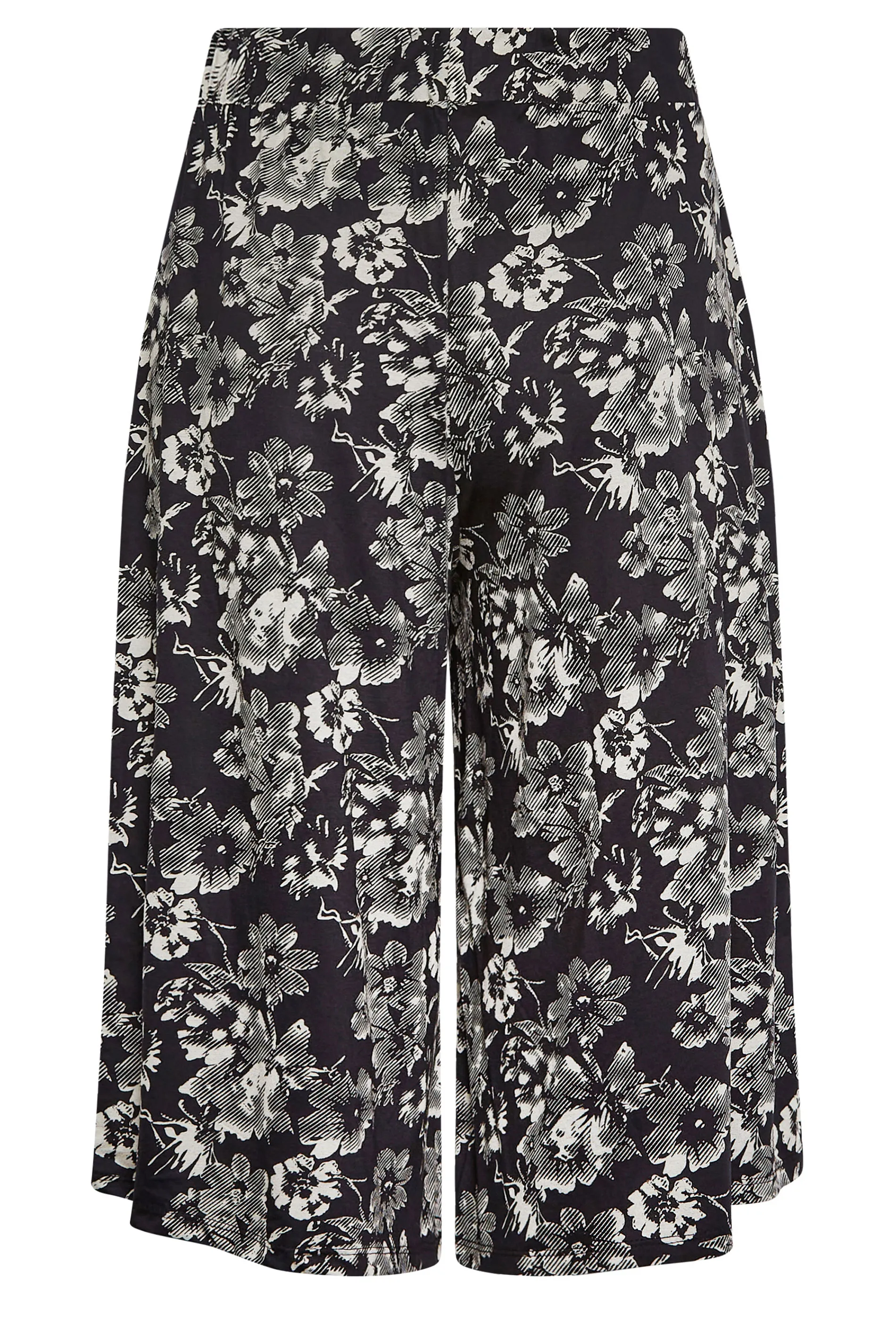 YOURS Curve Black Graphic Flower Print Culottes