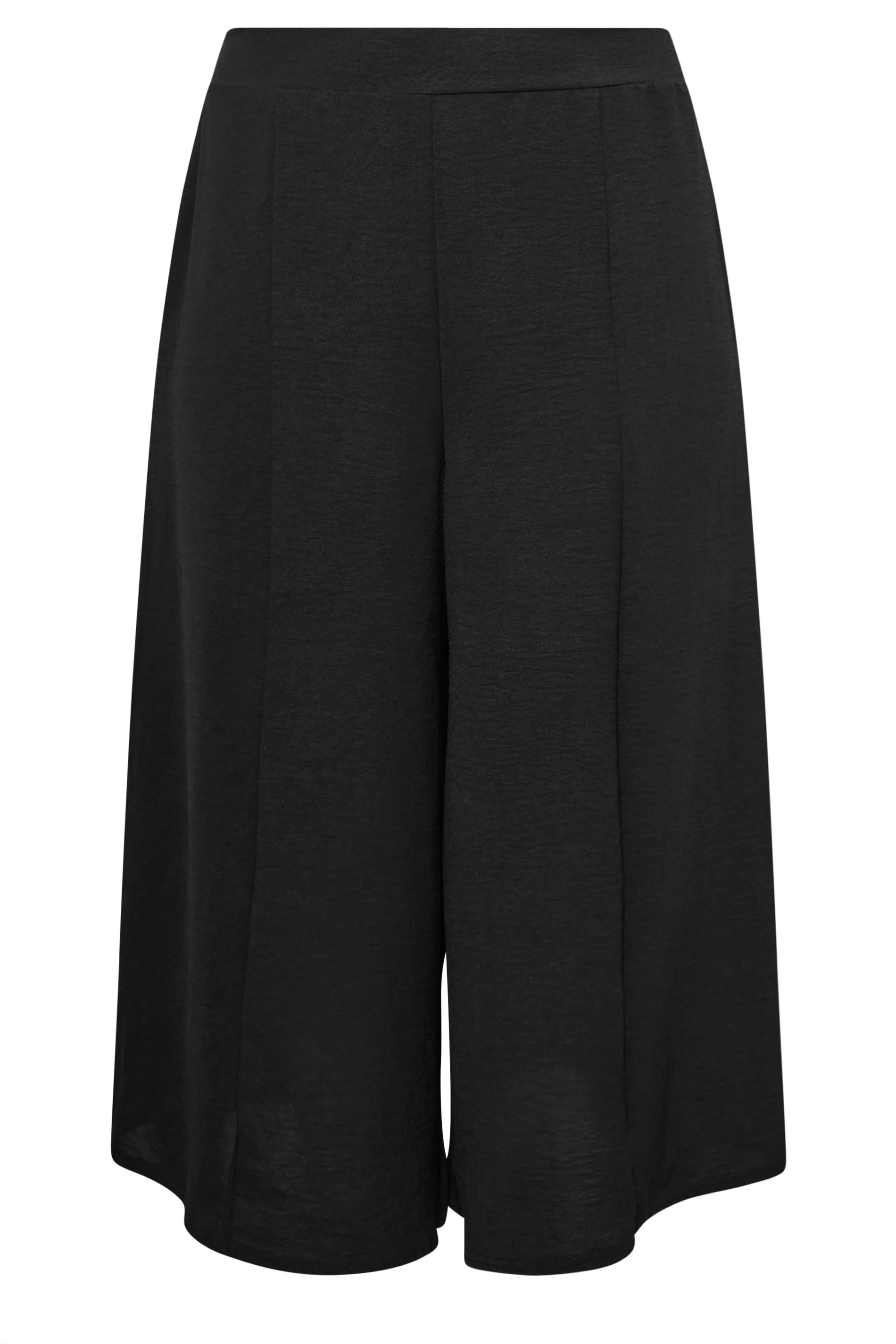 YOURS Curve Black Hammered Satin Wide Leg Culottes