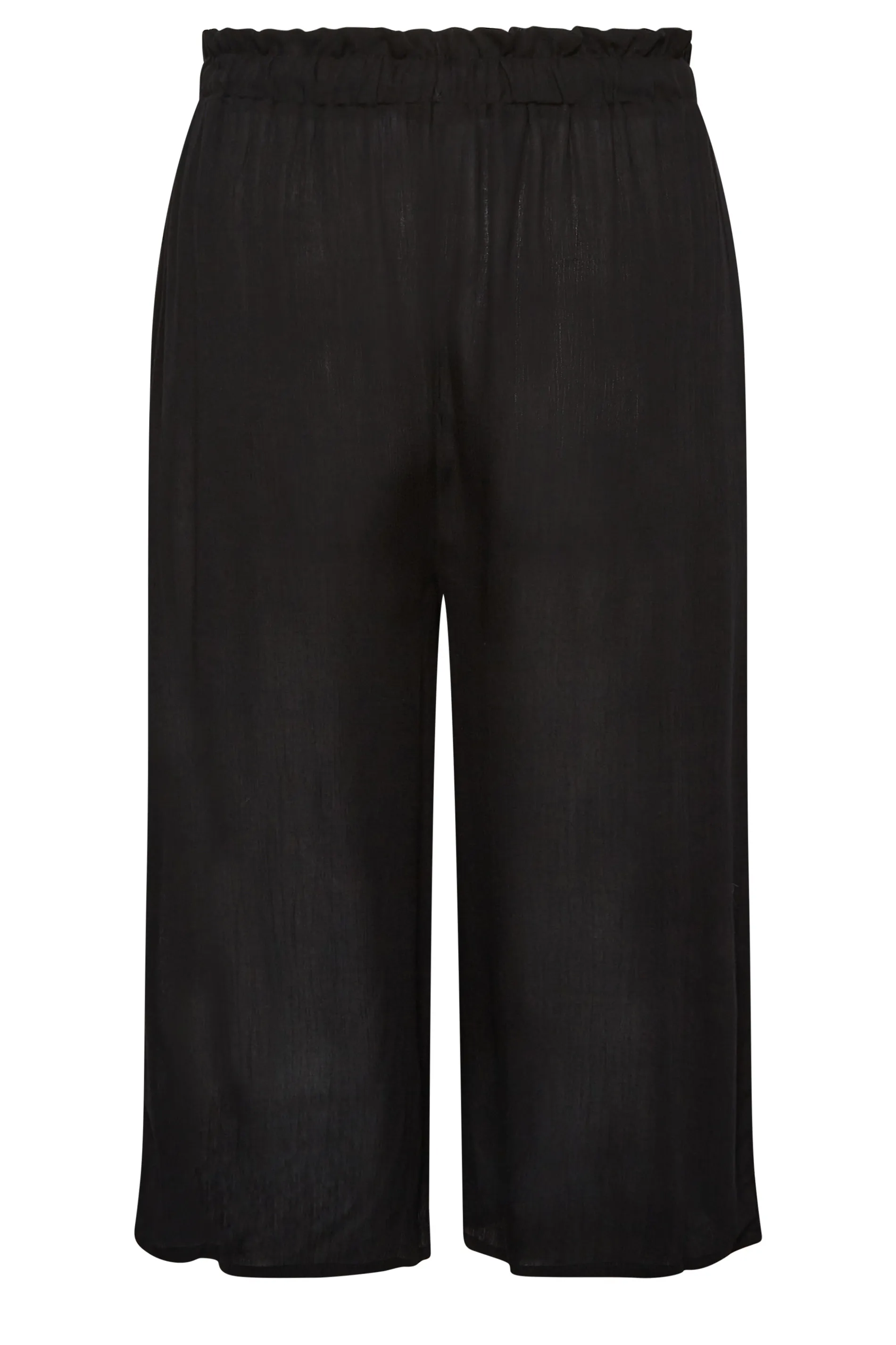 YOURS Curve Black Tassel Detail Wide Leg Beach Culottes