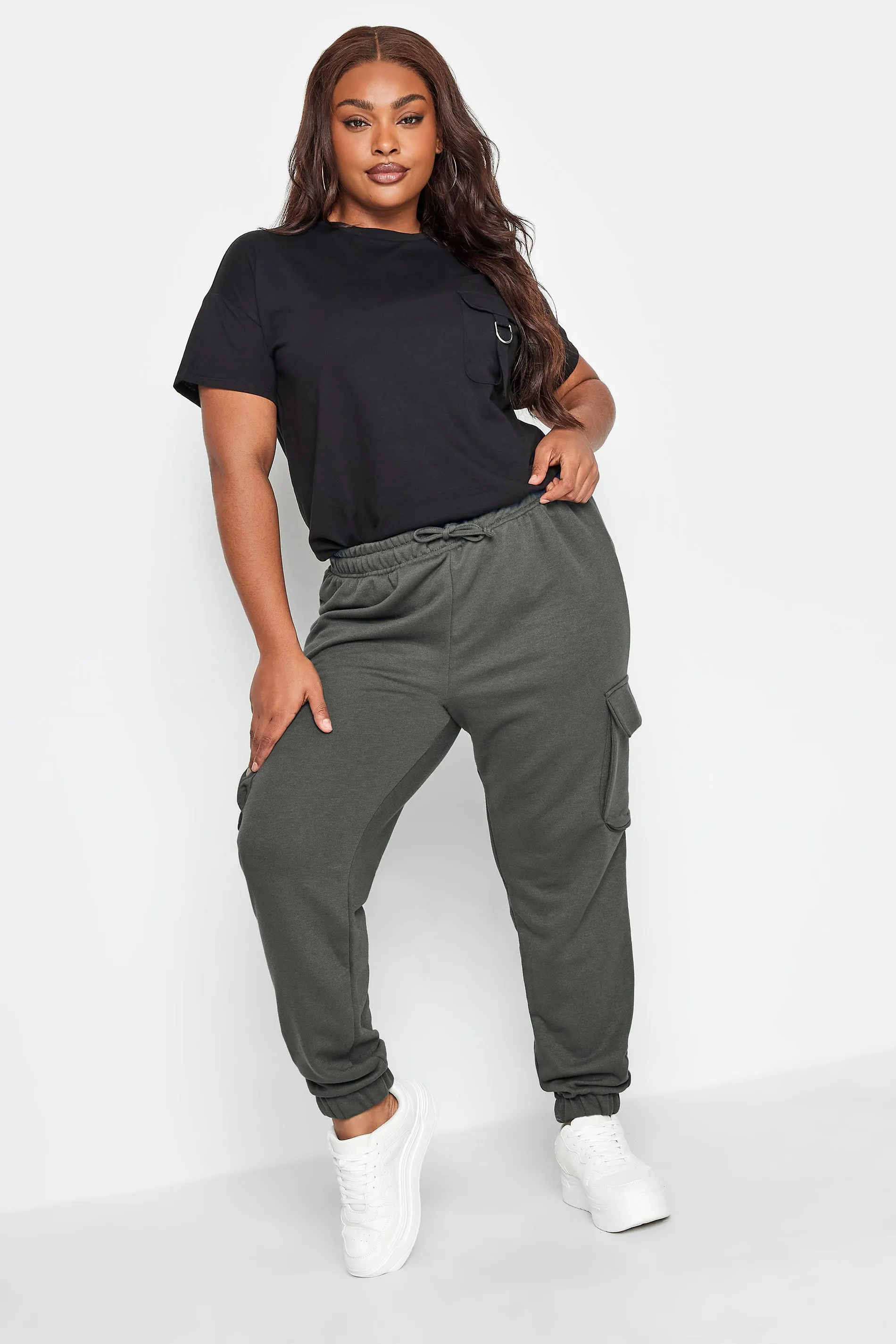 YOURS Curve Grey Cargo Joggers