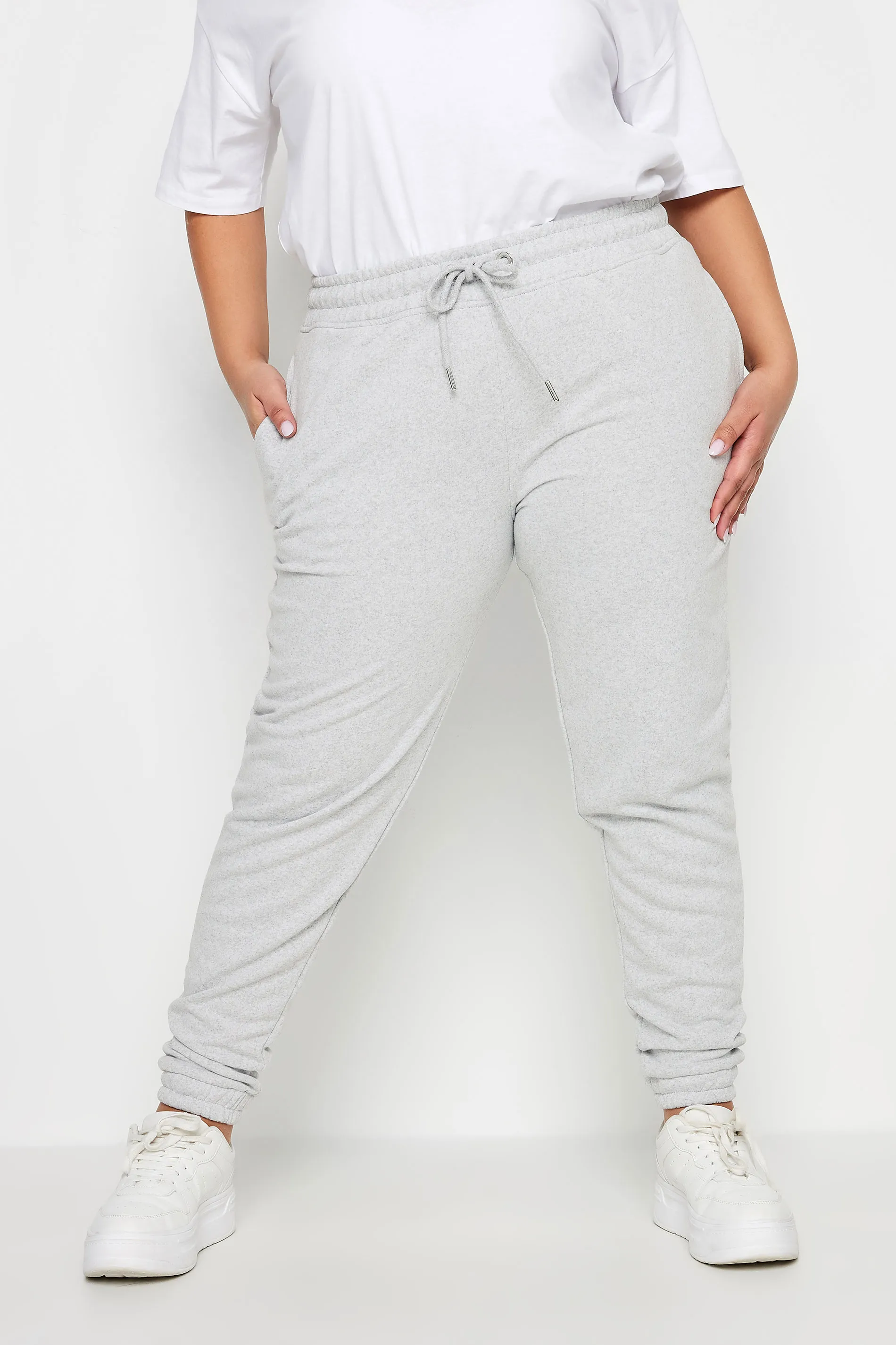 YOURS Curve Light Grey Elasticated Joggers