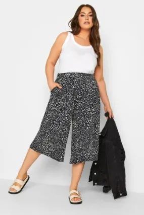 YOURS Curve Navy Blue Animal Print Culottes