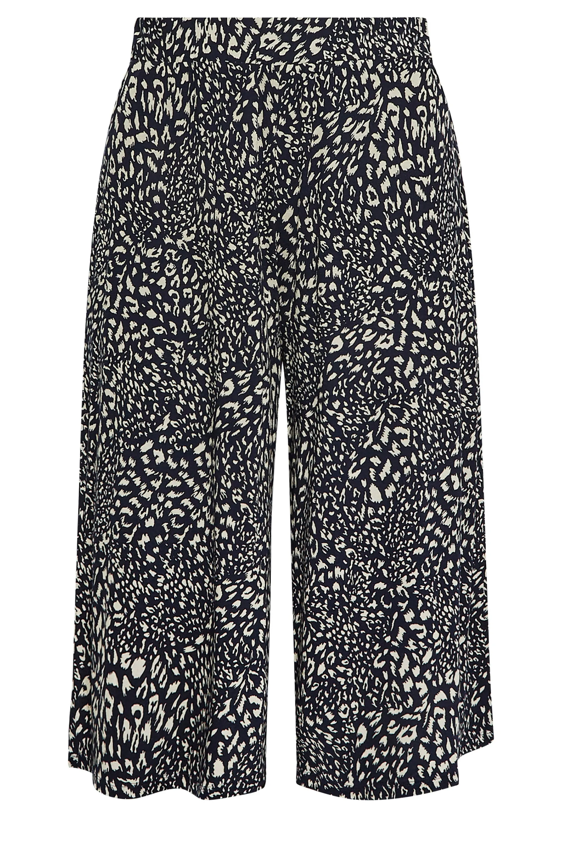 YOURS Curve Navy Blue Animal Print Culottes