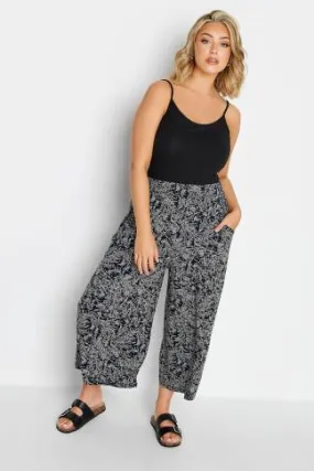 YOURS Curve Navy Blue Ditsy Floral Print Midaxi Culottes