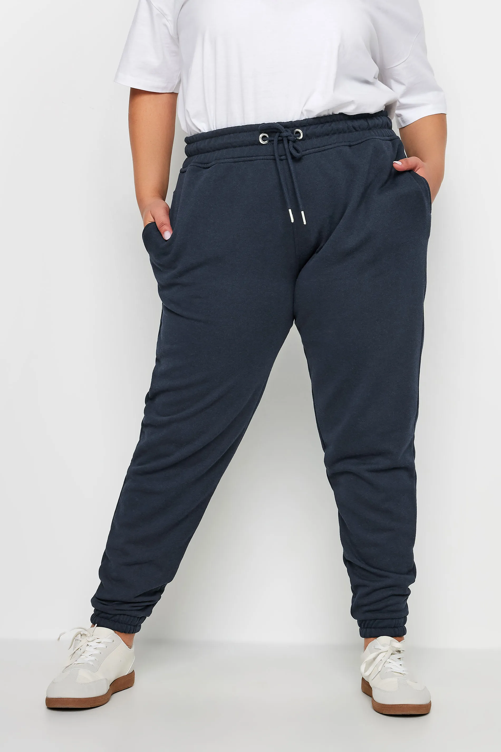 YOURS Curve Navy Blue Elasticated Joggers