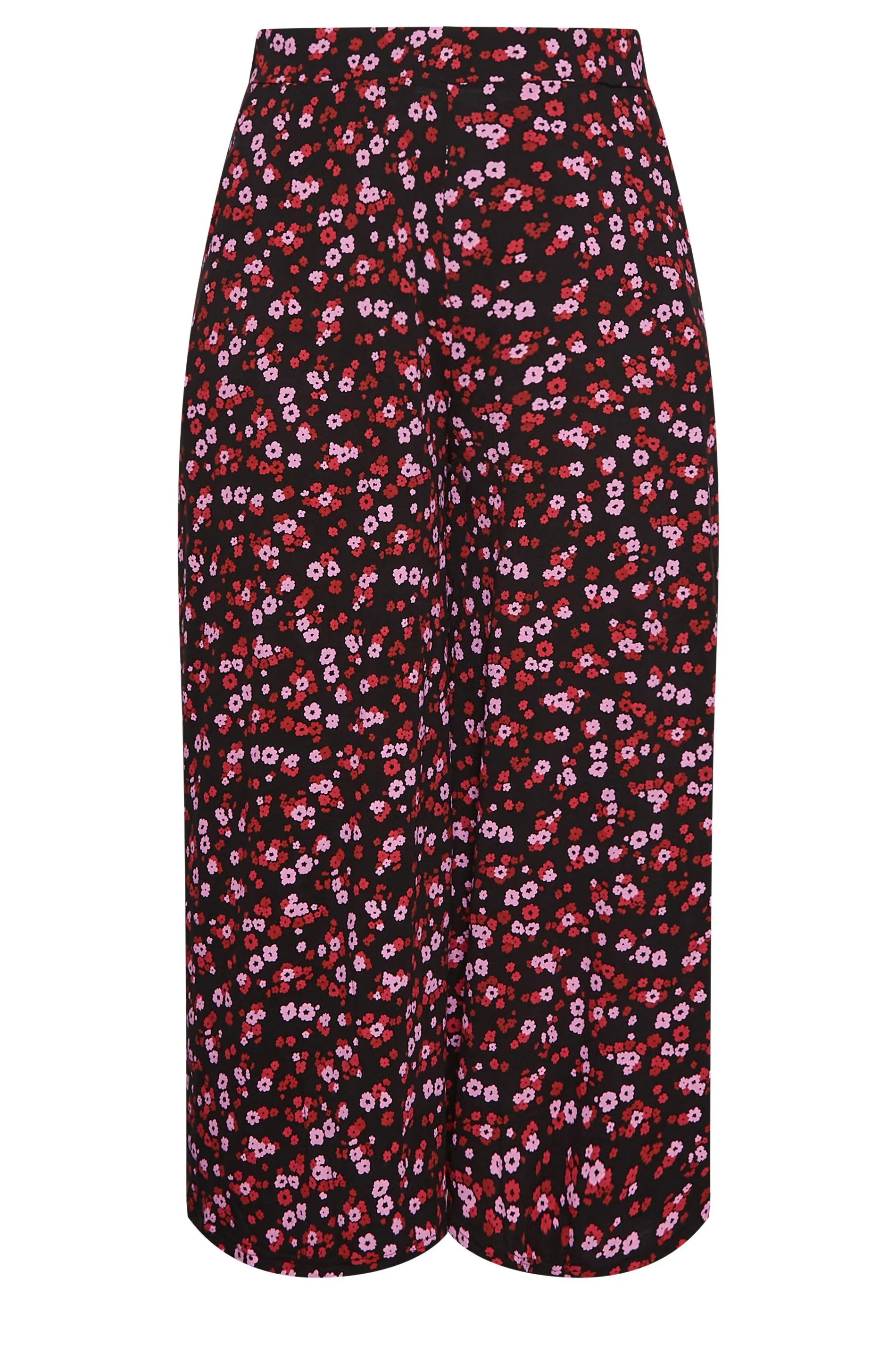 YOURS Curve Red and Pink Floral Midaxi Culottes